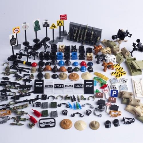 Military Weapon Pack Building Blocks Guns Arms Helmet Accessories City Police Figures SWAT Soldiers Animal Parts Toys For Boys