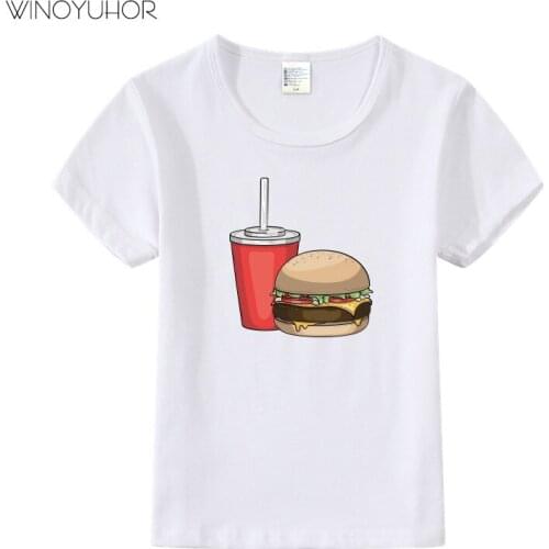 2020 New Summer Kids T Shirt Hamburger Print T Shirts For Children Boys Girls Short Sleeve Clothes Toddler Baby Tees