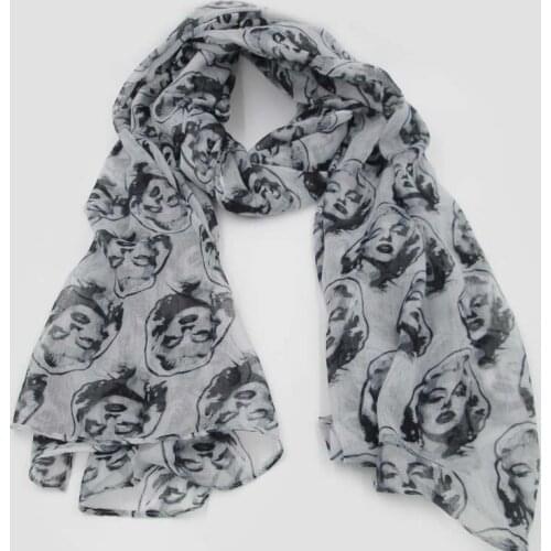 2021 Newest Women Marilyn Monroe Printed Pattern Cotton Scarf