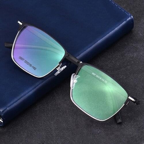 Ultralight Business Mens Optical Glasses Frames for Myopia ,Semi-Frame Spring Hinge Prescription Eyewear Glasses Frame F3007