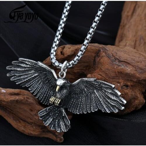 Eagle Pendant for Mens Necklaces Punk High Quality Metal Flying Animal Pendant Necklace Mens Rock Hip Hop Party Jewelry