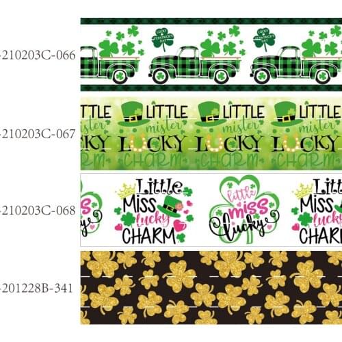 50 yards/lot) Hot sale 16-75MM shamrock printed St. Patrick ribbon