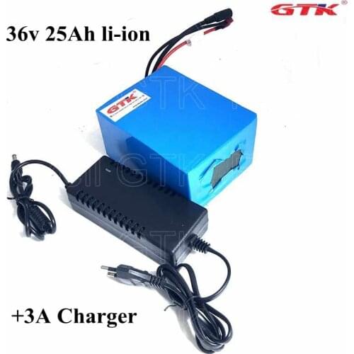 GTK rechargealbe 36v 25Ah 18650 battery pack rechargeable 25Ah 36v lithium battery with BMS for 36V ebike e-scooter+3A Charger