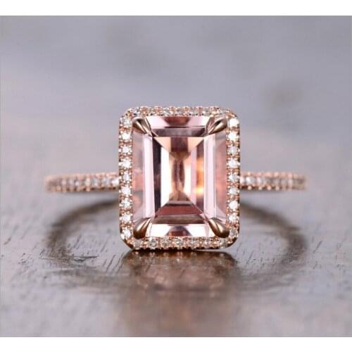 Drop Shipping Luxury Jewelry 925 Silver&Rose Gold Fill Princess Cut AAA Cubic Zirconia Office Party Wedding Band Ring for Women