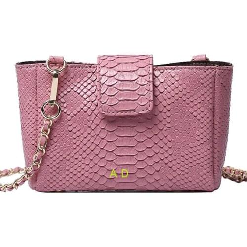 Classic Summer Khaki Shoulder Bag Hot Ins Snake Leather Crossbody Phone Bag Chain PU Leather Lady Shoulder Bag