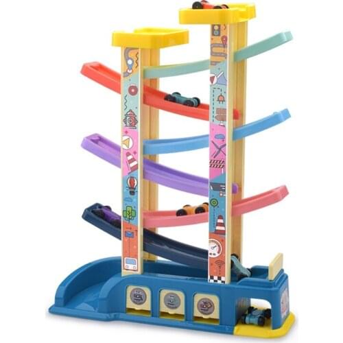 Gliding Car With Parking Lot Set Slot Track Toys Slide Board Track Friction Car Toy Boys Racing Cars Model For Kids Gif