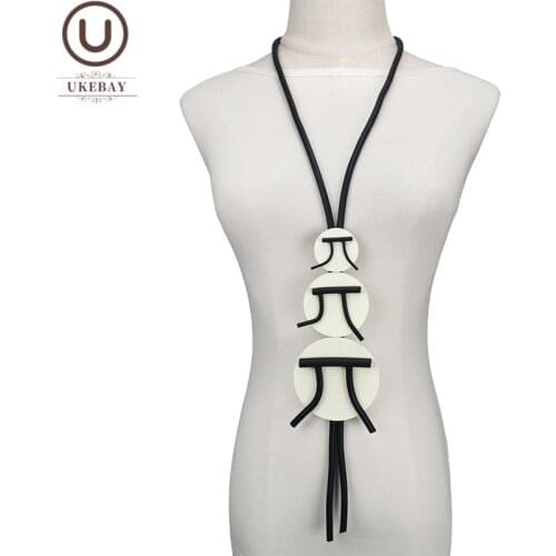 UKEBAY New Gothic Strange Design Long Necklaces Women Handmade Rubber Jewelry Black Sweater Chain Party Vintage Pendant Necklace