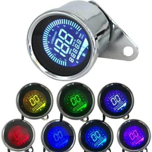 Universal 12V Motorcycle Meter LED digita Indicator light Tachometer Odometer Speedometer Gauge LCD Display (7 colors)0-10000RPM