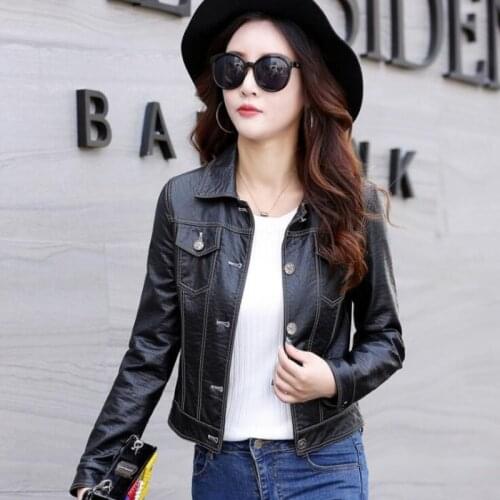 Hot 2021 Spring New Women Haining Genuine Leather Jacket Female Short Slim Korean Fashion Lady Sheep Leather Small Coat Trendy