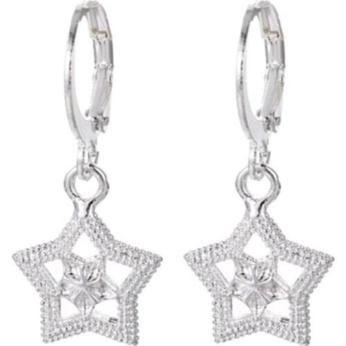 925 sterling silver goddess temperament simple fashion geometric star hollow flower earrings party wedding ladies gift