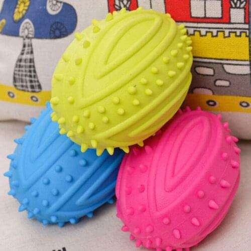 1pcs Hot Sale Pet Dog Toys Cute TPR Rugby Toy Rubber Resistant Bite Clean Teeth Chew Training Toy for Small Dog Random Color