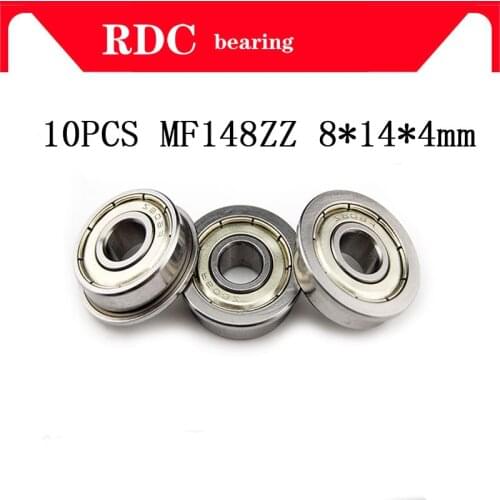 10pcs/Lot ABEC-5 MF148ZZ MF148 ZZ 8x14x4mm High quality Miniature Flange Bearing Thin Wall Deep Groove Ball Radial Ball Bearing