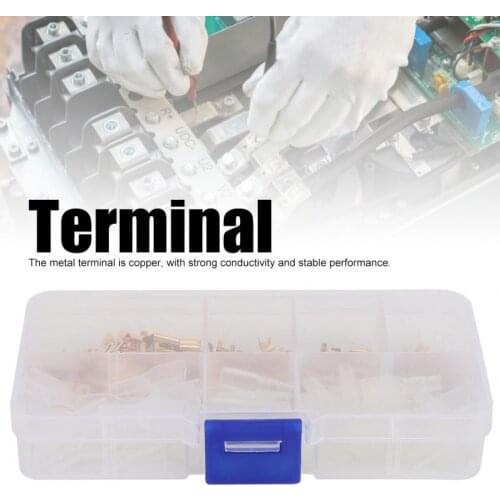 120Pcs 6.3mm 4.8mm 2.8mm Wire Terminal Gold Copper Connector With Sleeve Storage Box Accessory