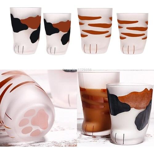 230/300ml Mug Heat-Resistant Glass Cat Cup Tiger Paws Office Matte Cat Paws Creative Milk Coffee Cup Cute Children Drink Bottle