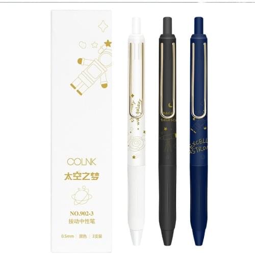 3Pcs/set 0.5mm Creative Space Trip Dream Mechanical Black ink Pens Portable Stationery Pens School Office Writing Supplies