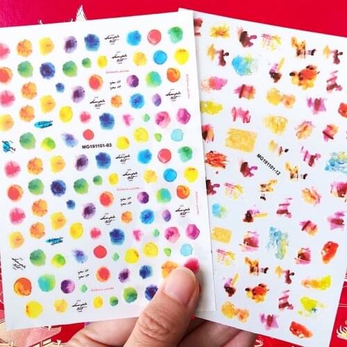 New arrived 3D Nail Stickers Decals colorful drop Style Adhesive Stickers Nail Art Decoration MG43