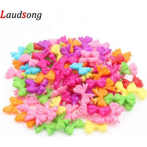 50pcs 15x18mm Mixed Color Bow-knot Beads Acrylic Spacer Beads For Jewelry Making Necklace DIY Bracelet