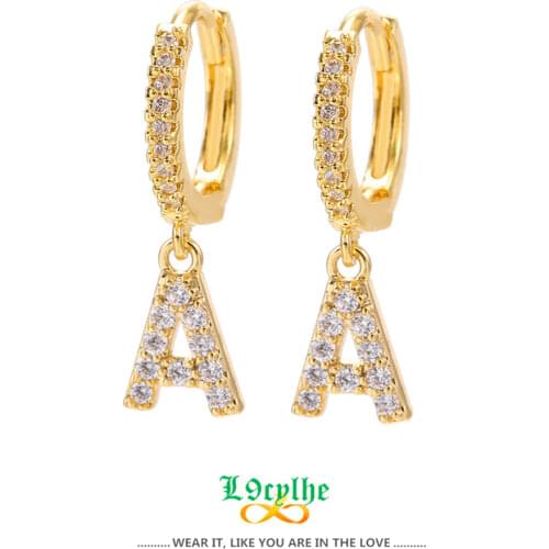 A B C D E F G H I J K L M N O P Q R S T U V W X Y Z Initial Letter Hoop Earrings Alphabet Bijoux Body Jewelry Gold Earrings