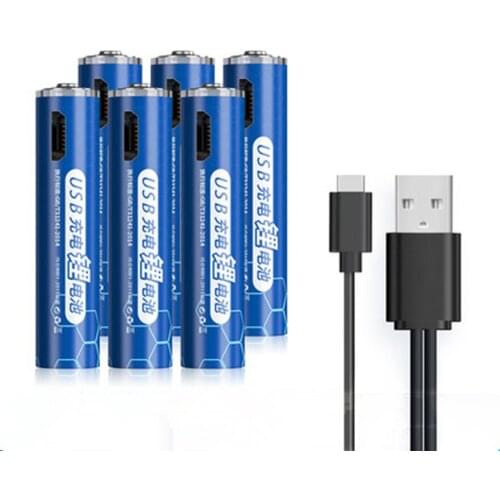 6pcs/lot Original 1.5v 1000mWh AAA rechargeable battery USB rechargeable lithium battery suitable for microphone camera