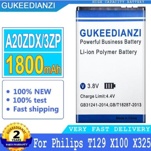 1800mAh GUKEEDIANZI Battery A20ZDX/3ZP For Philips Xenium T129 X100 X325 Big Power Bateria