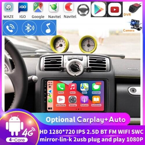 Android Car Audio Stereo Radio No DVD For Mercedes Benz Smart 2006-2009 Multimedia Video Player Navigation GPS 2 Din SWC