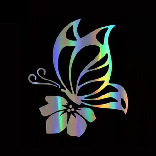 Car Sticker 3D 15.2*12.8CM Butterfly With Flower Fashion Vinyl Sticker Funny Stickers and Decals Vinyl Car Styling