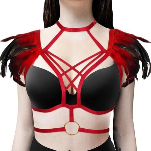 Hollow Bra Adjust Waist Suspender Belt Sexy Lingerie Womens Harness Bra Gothic Clothes Festival Clothing Erotic Garters Pastel