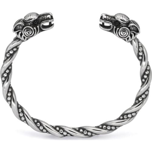 Stainlesss steelviking wolf bangle viking cuff bracelet viking jewelry men with valknut gift bag
