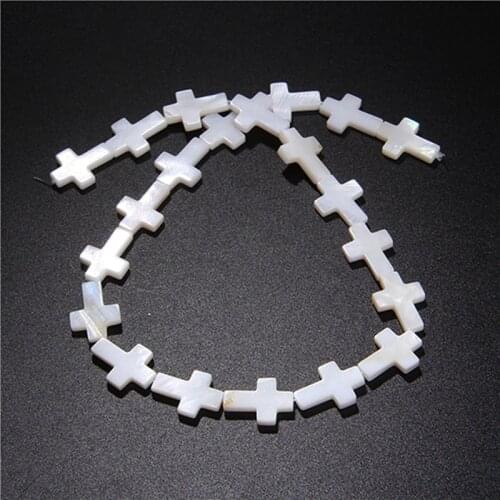 Cross Shape Shell Beads White Color Nature Mother Of Pearl Shell Beads For Bracelets Making Charms Jewelry Accessories 13x19mm