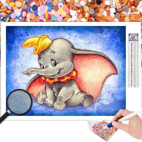 Cartoon Diamond Painting Dumbo Fairy Theme Animal Embroidery 5D DIY Square Round Photo Cross Stitch Mosaic Kit Home Decoration