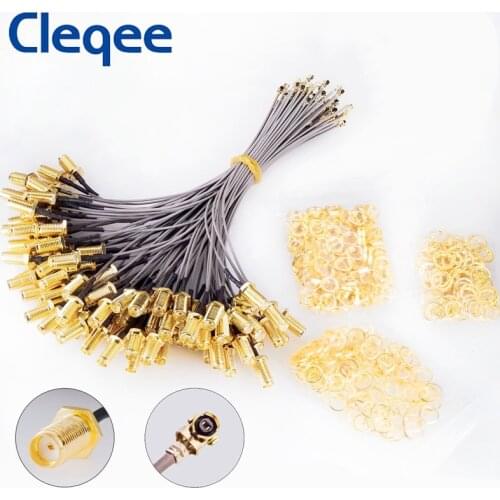 Cleqee 100pcs SMA Female Connector Cable to uFL/u.FL/IPX/IPEX UFL to SMA Female RG1.13 Antenna RF Cable Assembly 15cm