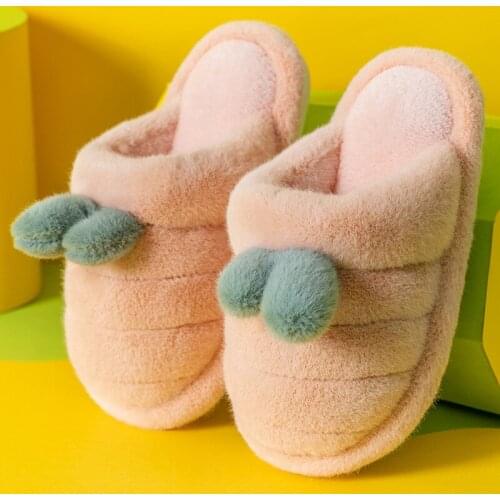 2021 Childrens Cotton Slippers Winter Cartoon Fruit Plush Boys And Girls Keep Warm Soft Children Flat Girls Platforms Garden