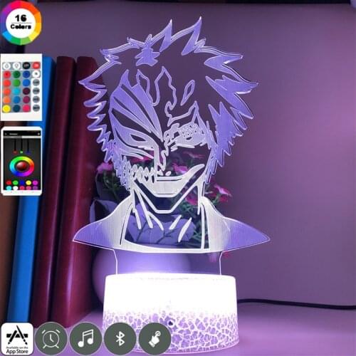 Kurosaki Ichigo Figure Night Light Anime Bleach LED 3D Neon Desk Lamp Club Hotel Room Atmosphere Decor Nightlight APP Control