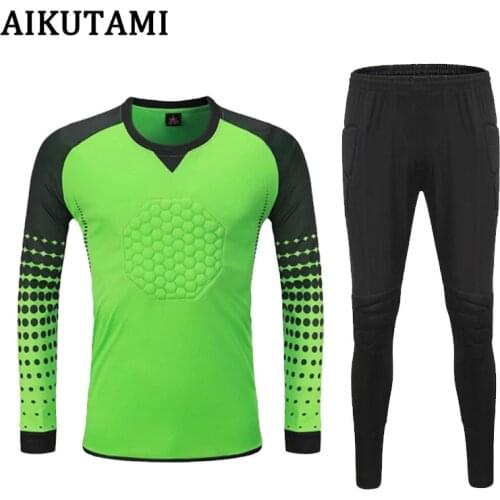 Football Goalkeeper Uniform Soccer Set Breathable Football Jerseys+pants with Sponge Mats Protection Soccer Clothes Adult Kids