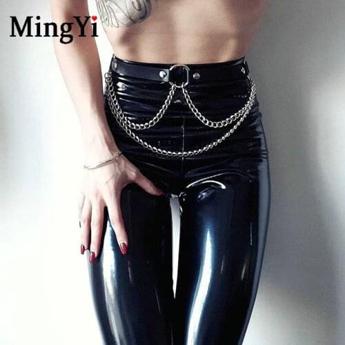 Gothic Sexy Body Chain Waist Belt Women Bdsm Punk Leather Harness Waistband Metal Chain Rock Club Festival Party Belt Skirt Girl