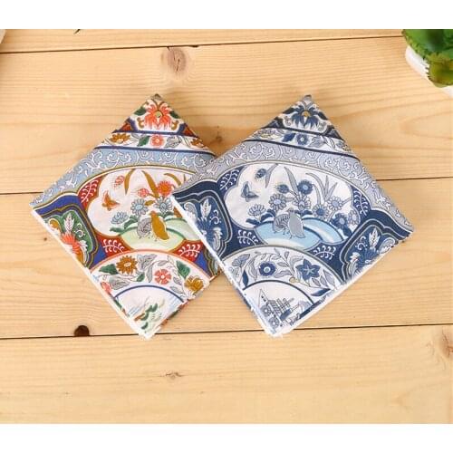 Cotton Blue and white porcelain Hip Hop Paisley Bandanas Head Wrap Headwear Handkerchief Vintage For Male Female Head Scarf