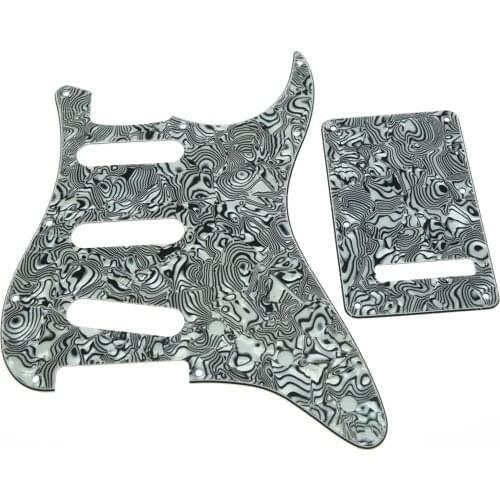 KAISH ST Pickguard,Back Plate and Screws SSS White/Black Shell