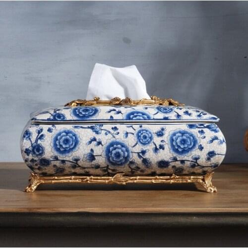 Cardboard boxes European style villas luxury houses model house luxurious high-end ceramic copper lined smoked tissue box