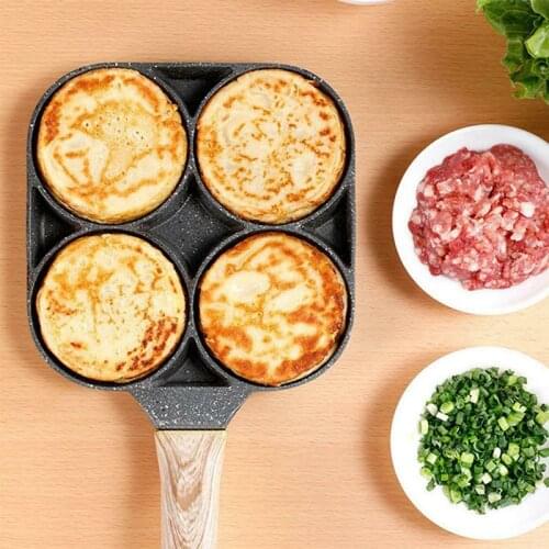 4-hole Omelet Pan Frying Pot Thickened Non-stick Egg Pancake Steak Cooking Pan Hamburg Bread Breakfast Maker Induction Cooker