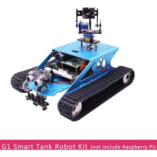 G1 Smart Tank Robot kit with WIFI Camera Remote Control Caterpillar Cart for Raspberry Pi 4B Model B/3B+|(not include batteries)