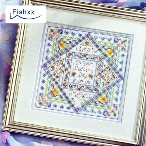 Fishxx Cross Stitch Package European Magazine Crazy114-2 Wedding Blessing Festive Geometric Pattern DIY Alphabet
