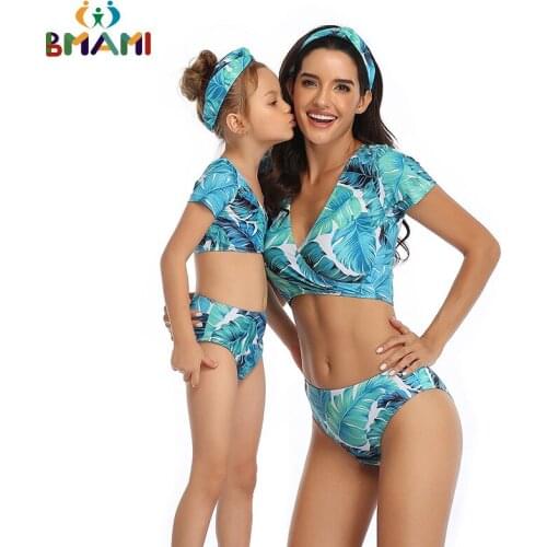 Mother Daughter Swimsuits Flower Mommy And Me Swimwear Bikini Family Look Mom And Daughter Bathing Suit Family Matching Clothes