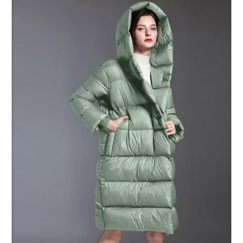 New style female down jacket thick winter loose Women’s coats with a hood female duck down clothes leisure pure color overcoat
