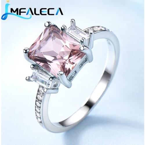 LMFALECA Aesthetic Anniversary Rings for Women Real 925 Silver Ring Light Pink Morganite Gemstone Fine Jewelry Gift Dropshipping