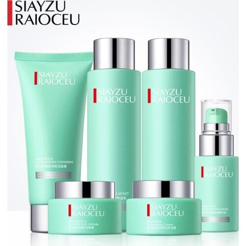 Refreshing Skin Care Set Resurrection Grass Toner Serum Wrinkle Cream Facial Cleanser Nourish Anti Aging Moisturizing Face 6PCS