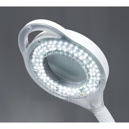 Hot LED Magnifying Floor Lamp - 6 Wheels Rolling Base 8x Adjustable Magnifier Glass Len Facial Light