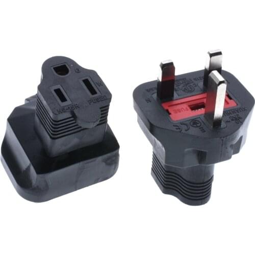 NEMA 5-15R to UK, Ireland, Cyprus, Malta, Malaysia, Singapore, Hong Kong plug, G type Plug Adapter