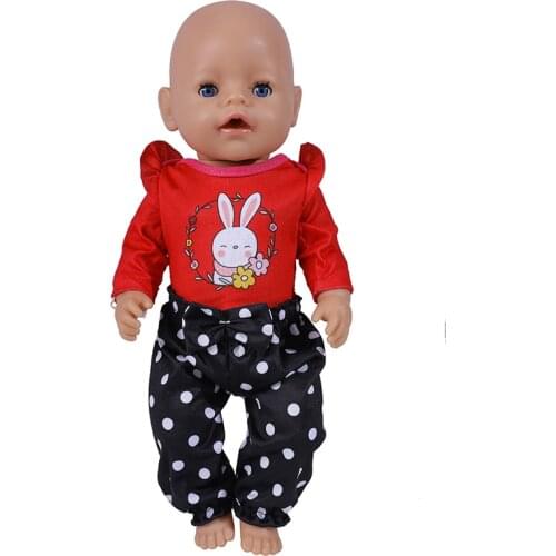 Newest 18 Inch Doll Clothes Fashion Casual Wear Rabbit Suit Handmade Girl Clothes for Doll Accessories DIY Toys Baby Doll Gifts