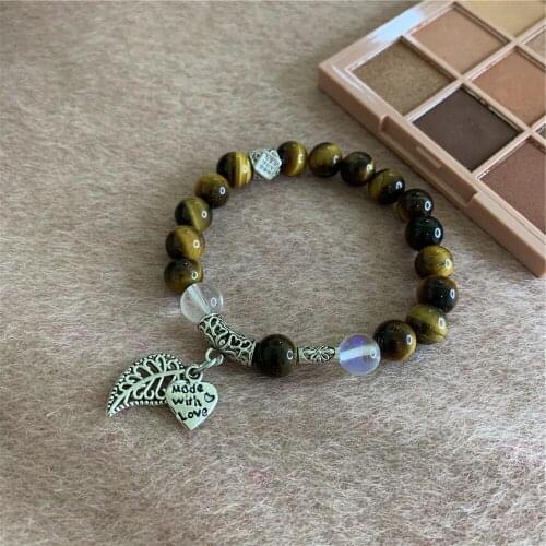 New Style Classic Natural Yellow Tiger Eye 8mm Round Beads Crystal Pendant Bracelet Womens Accessories Anion Stone 7.5inch Y865