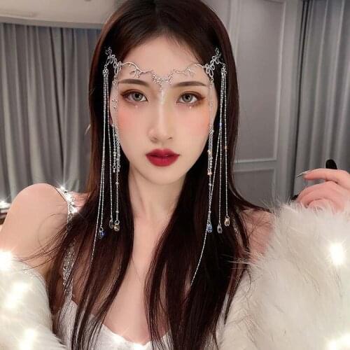 Oaoleer Crystal Retro Hairband Elegant Shinning Rhinestones Long Tassel Hairwear Hairban for Women Chinese Style Accessories